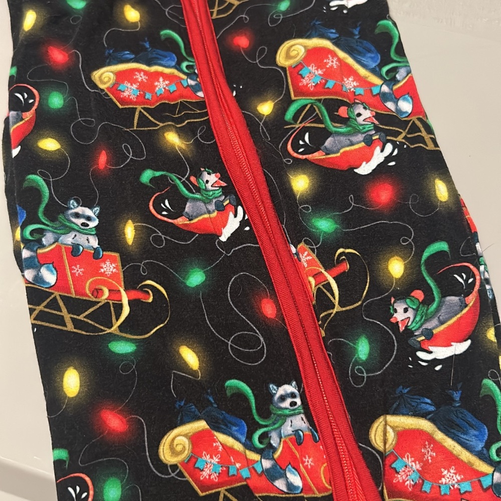 Festive Black Footies with Red Trim